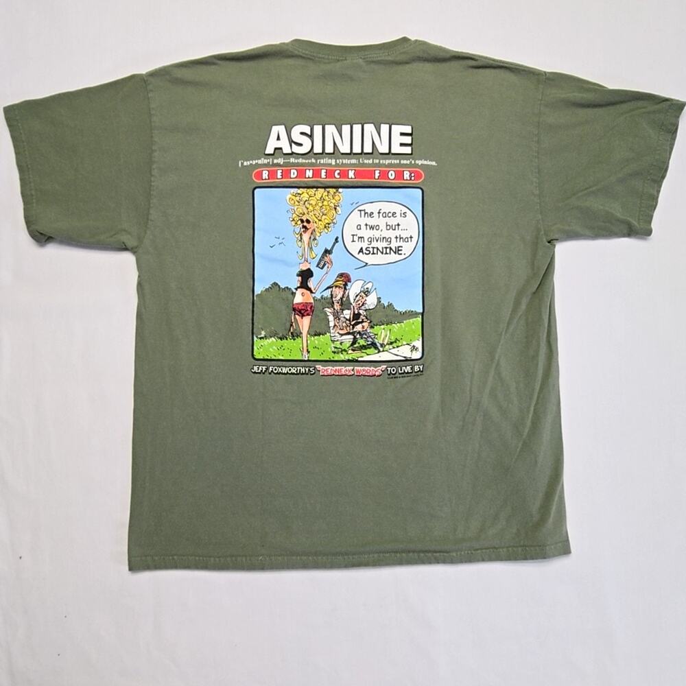 Vintage Jeff Foxworthy Graphic Shirt Redneck Words Green Gildan XL Humor Shirt